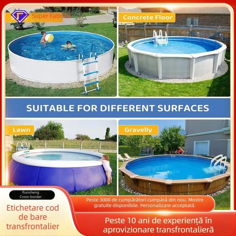 Covoraș circular pentru piscină, protecție împotriva perforării, strat protector îngroșat, geotextil, suprafață antiderapantă pentru piscină
