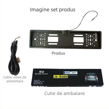 Cameră de recul wireless Wi‑Fi pentru rama plăcii de înmatriculare europene, HD vizionare nocturnă cu iluminare stelară