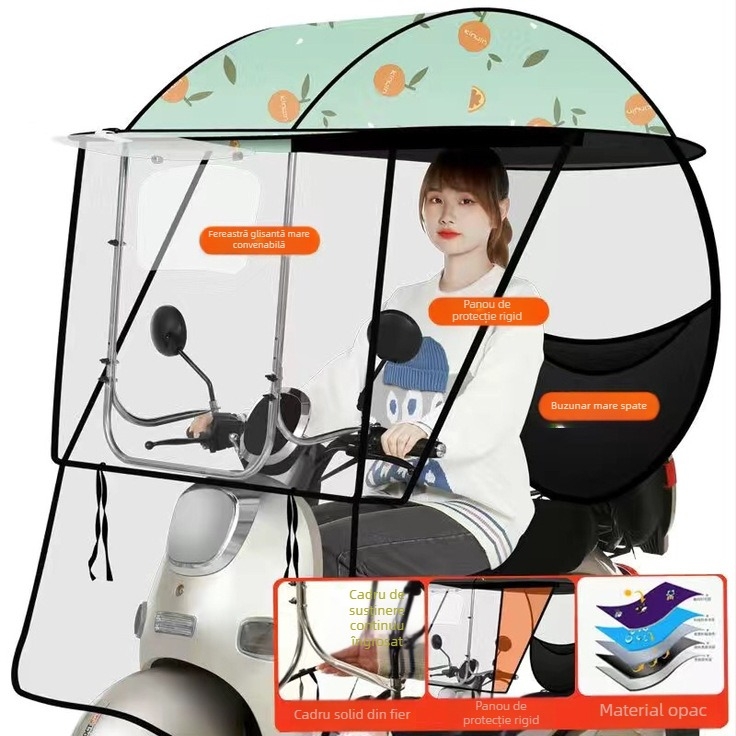 Umbrelă de protecție pentru vehicule electrice: protecție împotriva vântului și ploilor pentru biciclete electrice și motociclete