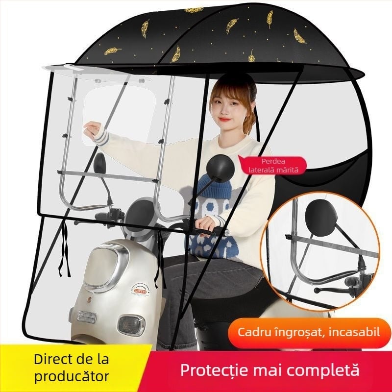 Umbrelă de protecție pentru vehicule electrice: protecție împotriva vântului și ploilor pentru biciclete electrice și motociclete