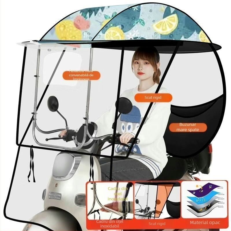 Umbrelă de protecție pentru vehicule electrice: protecție împotriva vântului și ploilor pentru biciclete electrice și motociclete