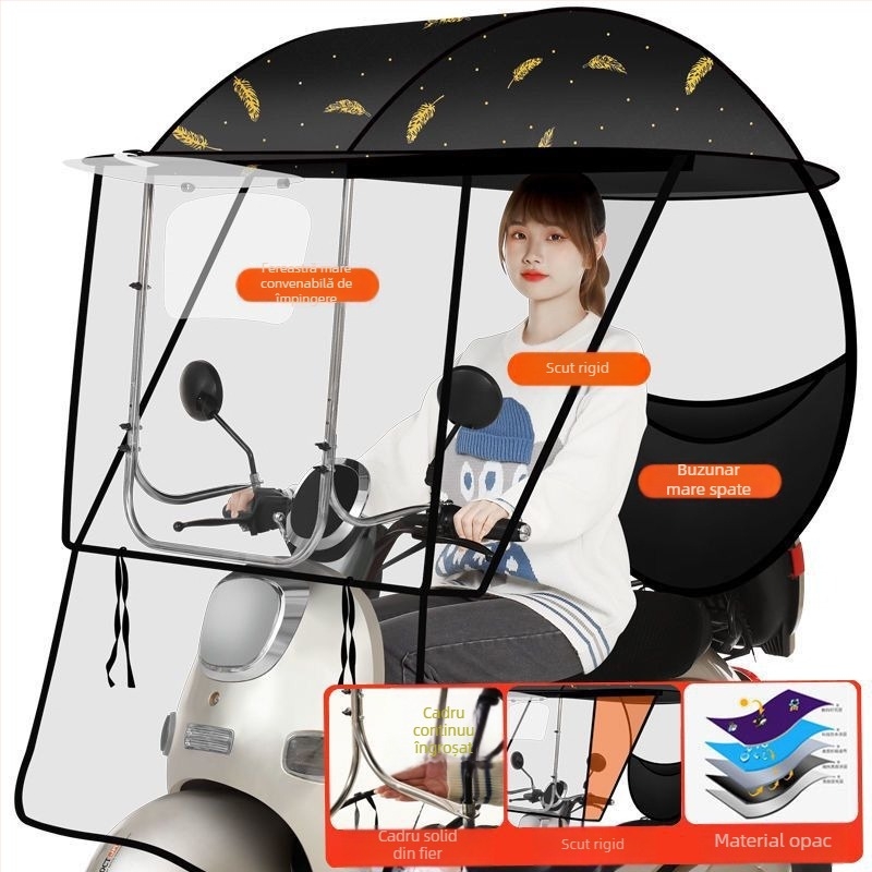 Umbrelă de protecție pentru vehicule electrice: protecție împotriva vântului și ploilor pentru biciclete electrice și motociclete
