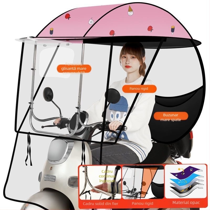 Umbrelă de protecție pentru vehicule electrice: protecție împotriva vântului și ploilor pentru biciclete electrice și motociclete