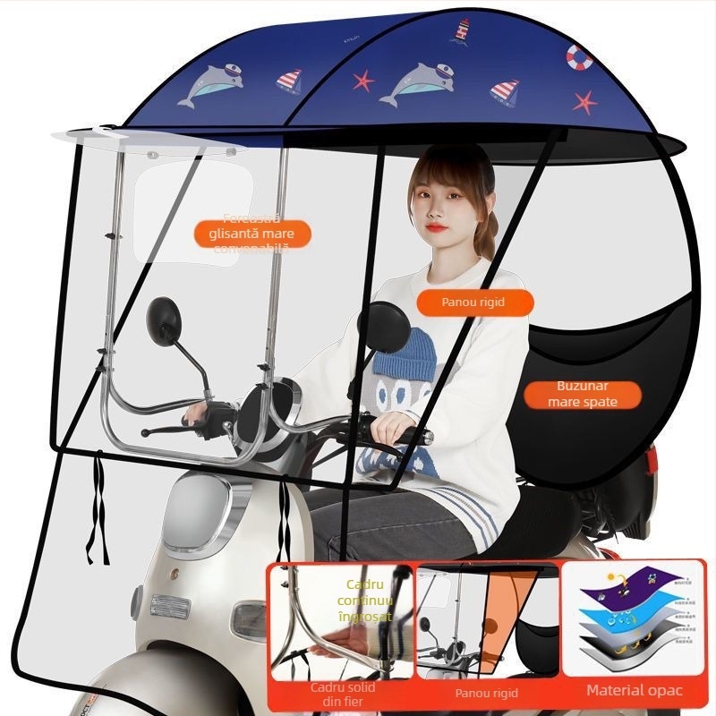 Umbrelă de protecție pentru vehicule electrice: protecție împotriva vântului și ploilor pentru biciclete electrice și motociclete