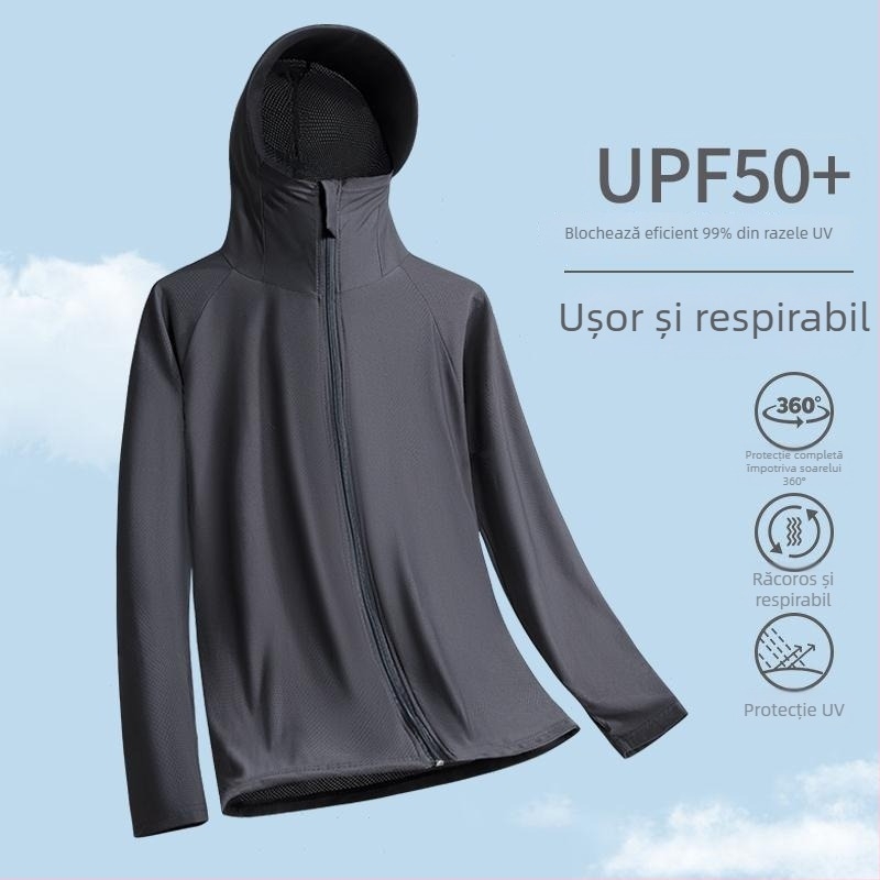 Tricou cu glugă UPF50+ pentru protecție solară – ușor, respirabil, uscare rapidă, pentru vară, activități în aer liber și pescuit