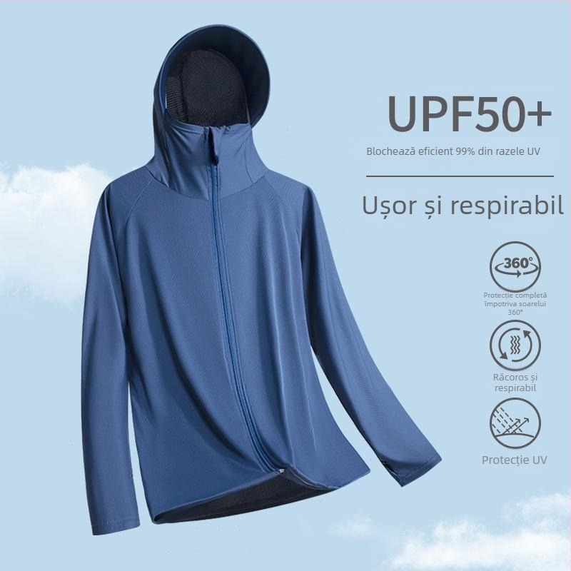 Tricou cu glugă UPF50+ pentru protecție solară – ușor, respirabil, uscare rapidă, pentru vară, activități în aer liber și pescuit