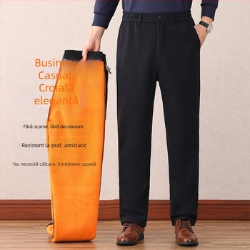 Pantaloni de iarnă cu fleece, pentru bărbați, casual, groși și călduroși, pentru purtare exterioară