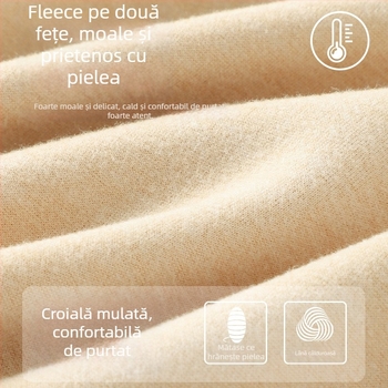 Vesta termică din lână și mătase pentru femei, guler rotund, cu padding încorporat pentru bust, căptușită cu fleece, fără cusături, strat de bază interior
