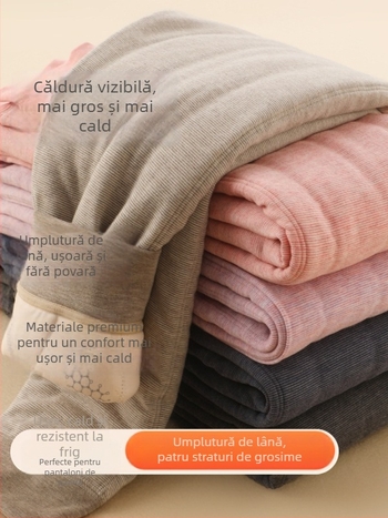 Pantaloni de iarnă pentru copii din bumbac, patru straturi groase, unisex, stil uniformă școlară, amestec din fibră de celuloză regenerată