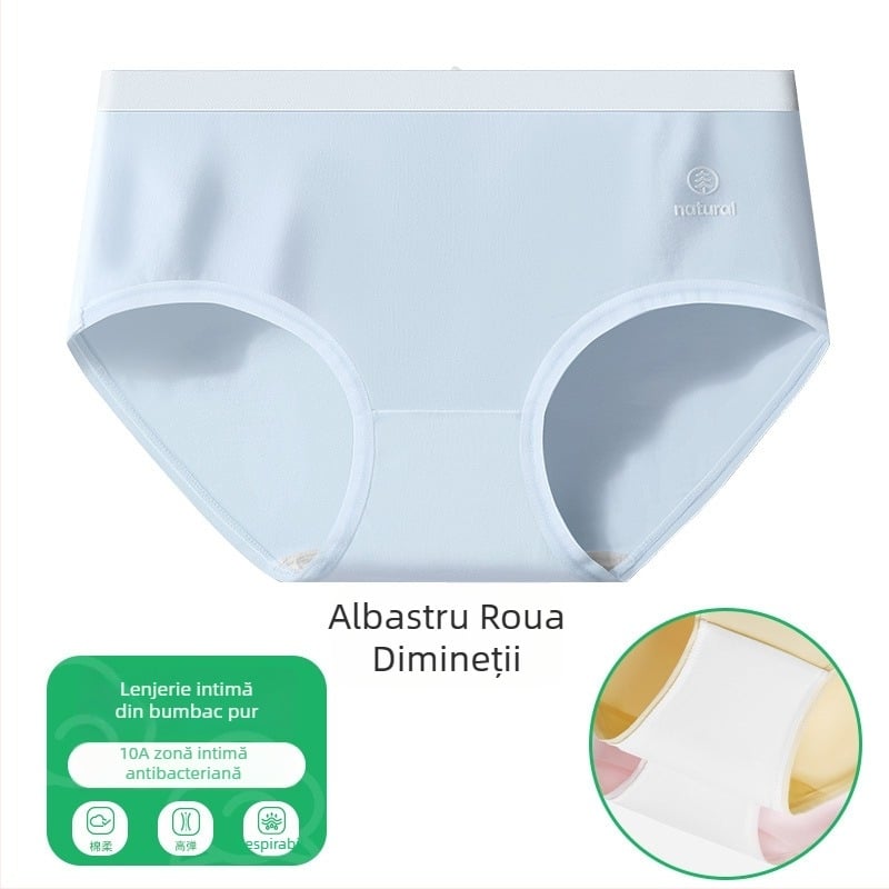 Chiloți pentru femei din bumbac 100%, antibacteriali, fără cusături, talie medie, culoare solidă, fără strângere