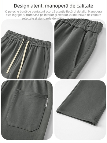 Pantaloni casual bărbați din bumbac 100%, 420 g, croi drept, lungi, confortabili pentru purtare zilnică, stil nou primăvară-toamnă 2026