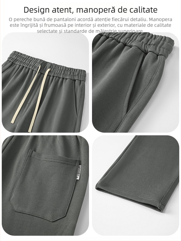 Pantaloni casual bărbați din bumbac 100%, 420 g, croi drept, lungi, confortabili pentru purtare zilnică, stil nou primăvară-toamnă 2026