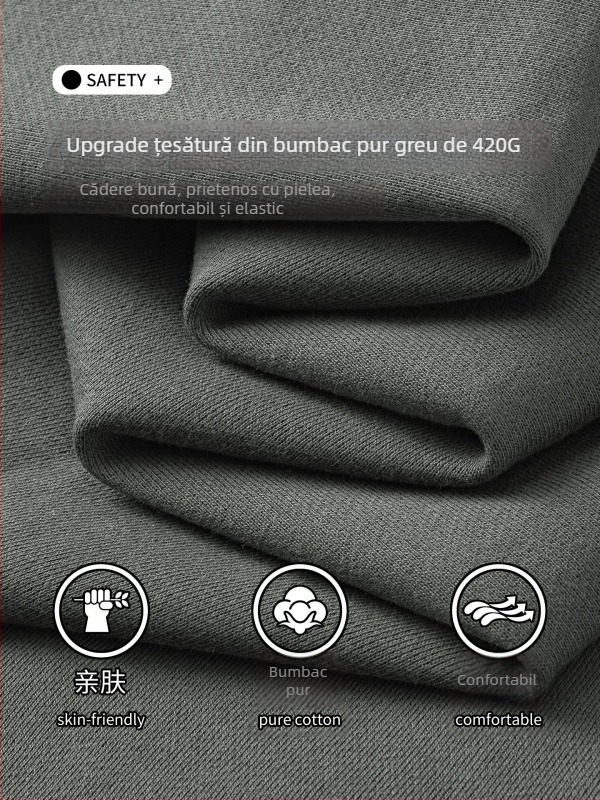Pantaloni casual bărbați din bumbac 100%, 420 g, croi drept, lungi, confortabili pentru purtare zilnică, stil nou primăvară-toamnă 2026