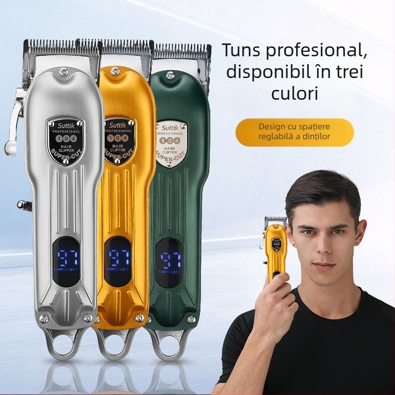 Mașină de tuns păr electrică cu afișaj LCD, putere mare, pentru uz casnic, stil retro
