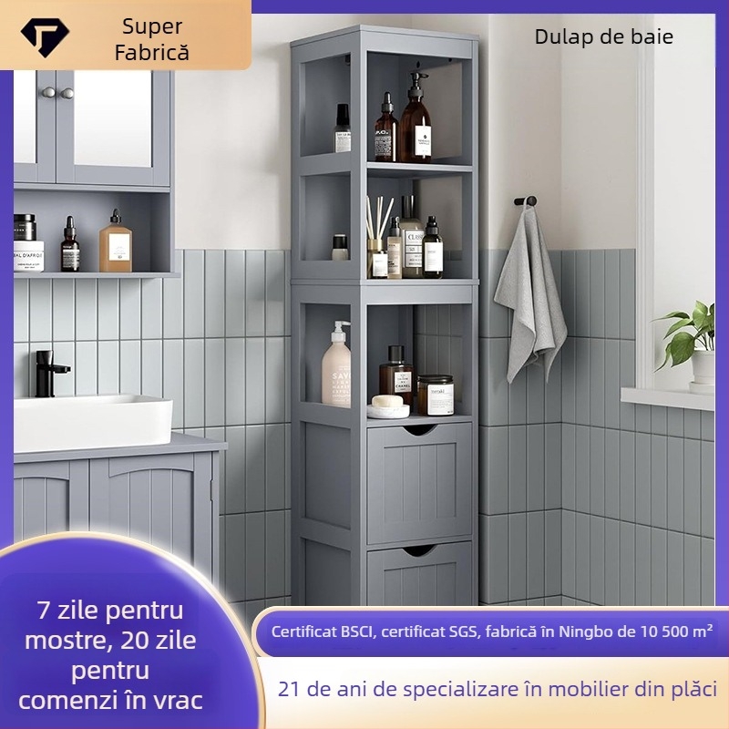 Dulap de baie modern minimalist cu cinci etaje și sertare, poate fi așezat pe podea sau montat pe perete
