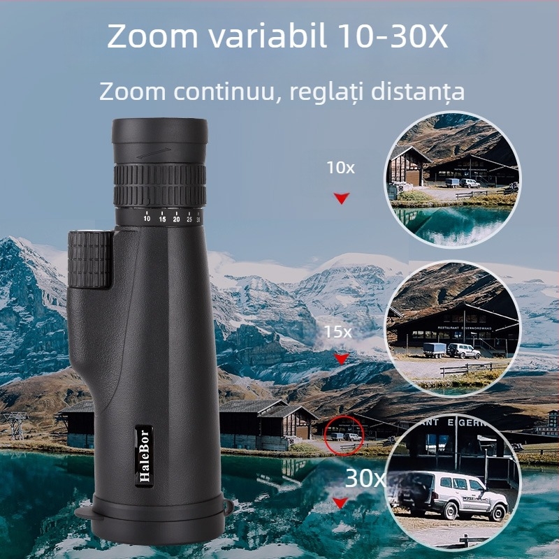 HaleBor telescop monocular 10-30x50 cu viziune nocturnă, pentru exterior, nivel profesional