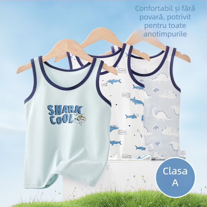 Tricou fără mâneci pentru copii, din bumbac, calitate A, vară, pentru copii 3–8 ani (100–140 cm)