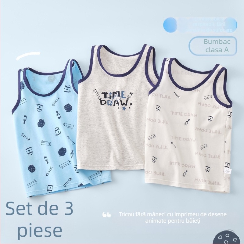 Tricou fără mâneci pentru copii, din bumbac, calitate A, vară, pentru copii 3–8 ani (100–140 cm)