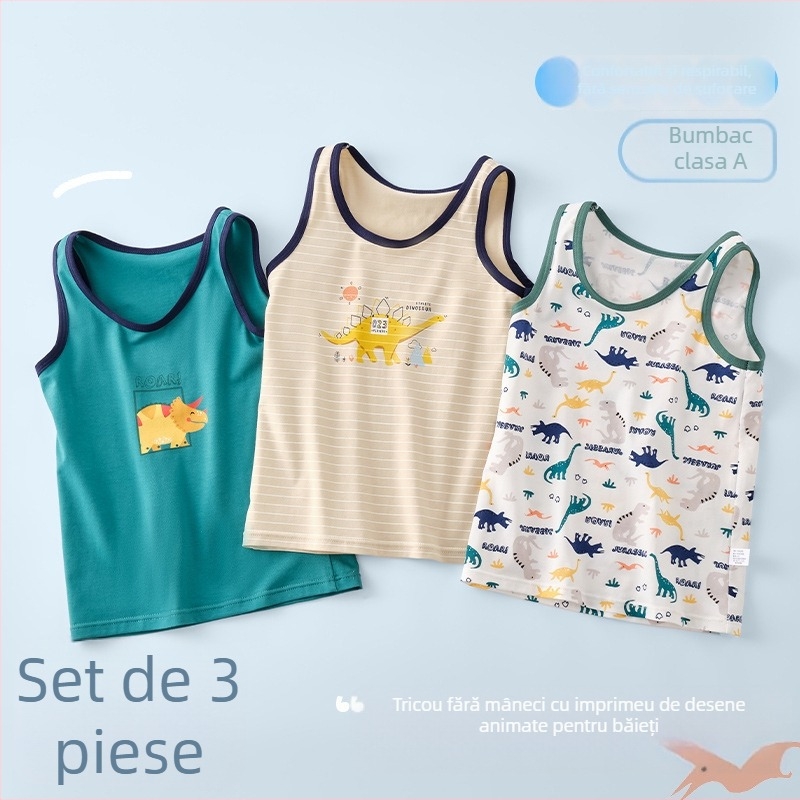 Tricou fără mâneci pentru copii, din bumbac, calitate A, vară, pentru copii 3–8 ani (100–140 cm)