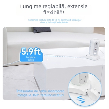 Yohome Prelungitor tip turn, multifuncțional, inteligent, sigur pentru depozitare