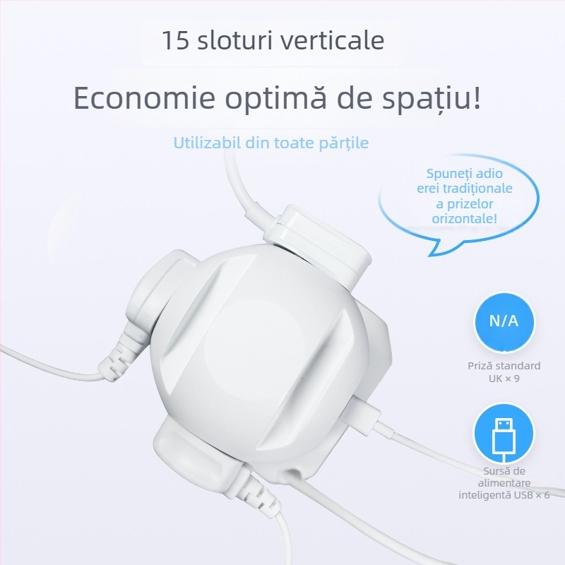Yohome Prelungitor tip turn, multifuncțional, inteligent, sigur pentru depozitare