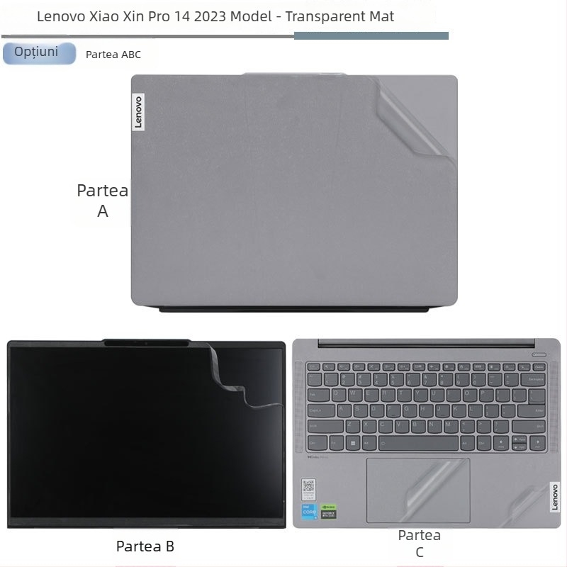 Set folie pentru carcasa și etichete pentru laptop Lenovo Pro14, 14 inch, 2024