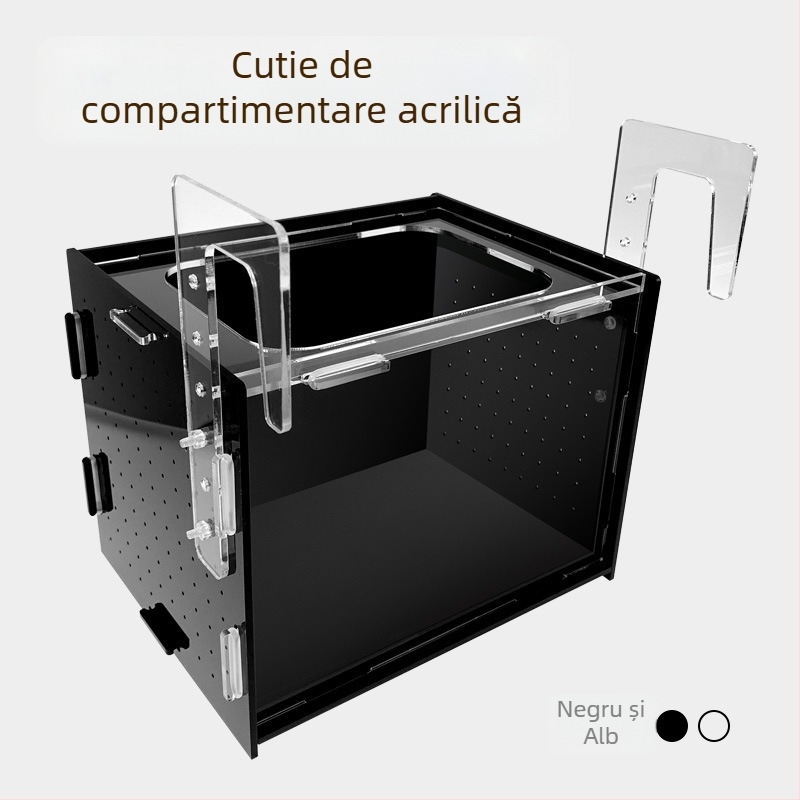 Cutie de izolare din acril pentru acvariu, incubator negru-alb pentru pui de pești