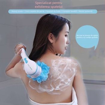 51spin spaTV perie electrică de baie cu mâner lung, multifuncțională, exfoliantă