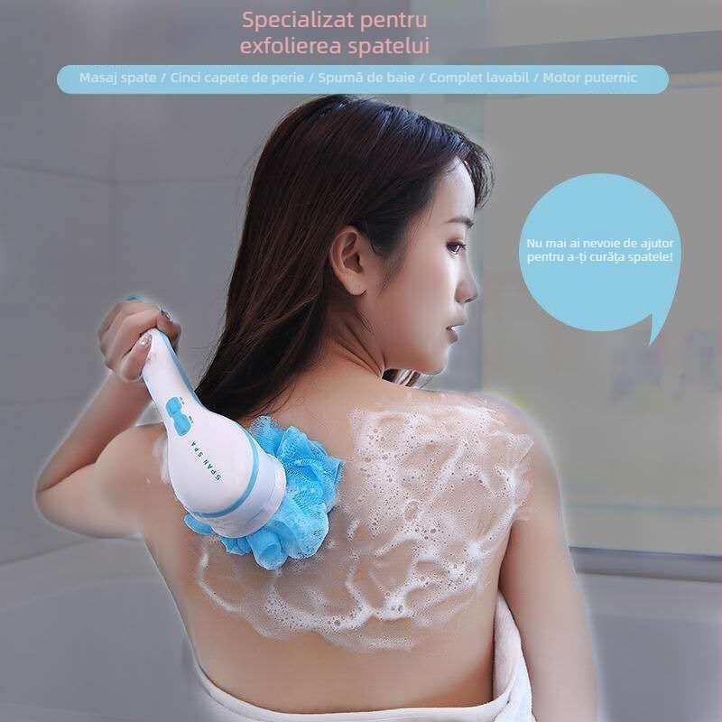51spin spaTV perie electrică de baie cu mâner lung, multifuncțională, exfoliantă