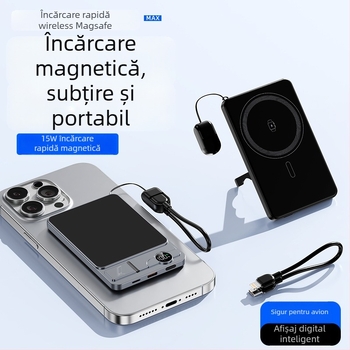 Baterie externă magnetică cu încărcare wireless 6000mAh, ultra-subțire, suport 3‑in‑1 pentru ceas, încărcare rapidă PD2.0, compatibilă cu iPhone 17