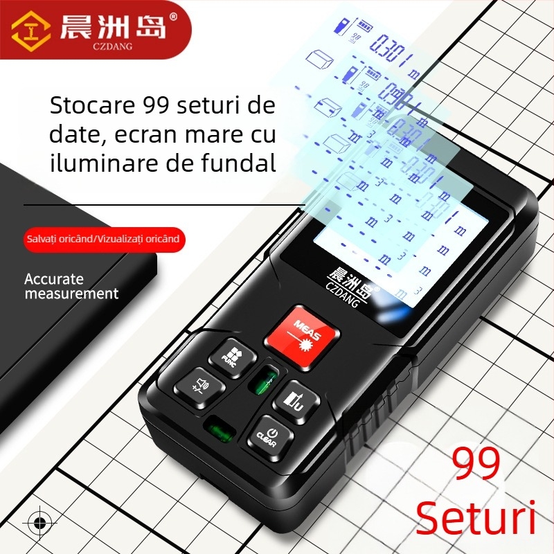 Măsurător de distanță cu laser portabil pentru interior, măsurător infraroșu, 0,05–120 m, ±3 mm, model LDM-C120