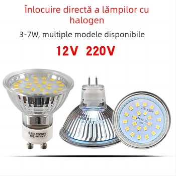 Lampă LED tip Cup pentru tavan, GU10/MR11/MR16, 220V/12V, corp din sticlă, reglabilă, 60 LED, 3000K/6000K, unghi fascie 36°, CRI 95, IP65