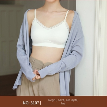 Camisolă fără cusături din nylon, cupe 3/4, bretele fixe, căptușită cu nylon, respirabilă și oferind susținere