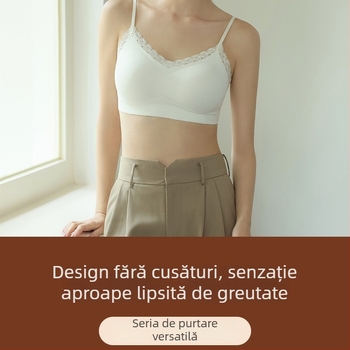 Camisolă fără cusături din nylon, cupe 3/4, bretele fixe, căptușită cu nylon, respirabilă și oferind susținere