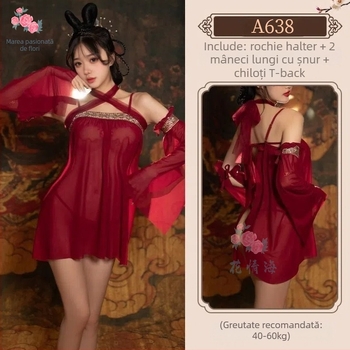 Set de pijamale sexy Hanfu, poliester ultra-subțire, 95–100% poliester, grosime țesut ≤40 g/m², lansare primăvara 2025