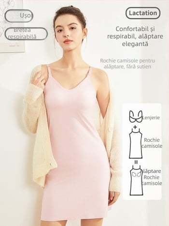 Rochie de maternitate pentru alăptare, lungă, elastică, cu deschidere frontală pentru alăptare, confortabilă pentru acasă
