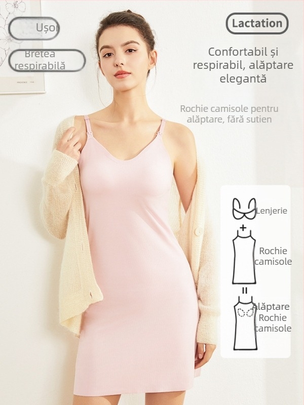Rochie de maternitate pentru alăptare, lungă, elastică, cu deschidere frontală pentru alăptare, confortabilă pentru acasă