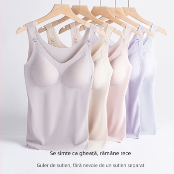 Top de alăptare pentru maternitate – bretele reglabile, material ușor din nylon, stil coreean, primăvară-vară 2024