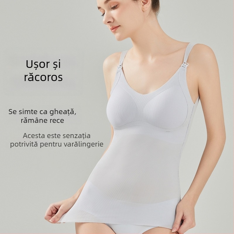 Top de alăptare pentru maternitate – bretele reglabile, material ușor din nylon, stil coreean, primăvară-vară 2024