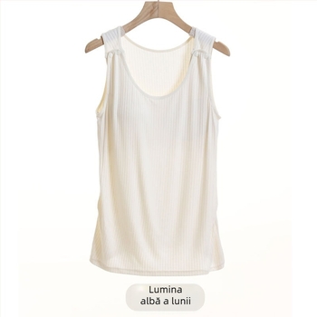 Top de alăptat cu deschidere pentru alăptare, țesătură poliester-spandex (90-95% poliester), fără mâneci, guler rotund, croială lejeră