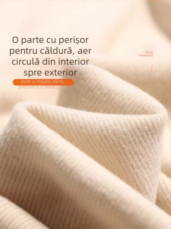 Top maternitate toamnă-iarnă, croială lejeră, mâneci lungi, guler rotund, catifea de cocos, viscoză-spandex, lungime 50–65 cm