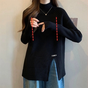 Top de alăptat din tricot, cu guler franțuzesc semiînalt, pentru toamnă–iarna, postpartum