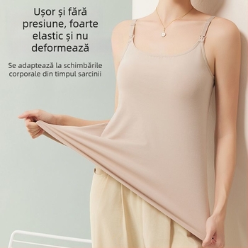 Top de alăptare cu bretele - bumbac (>95%), mâneci lungi, guler tip sling, stil coreean street hipster