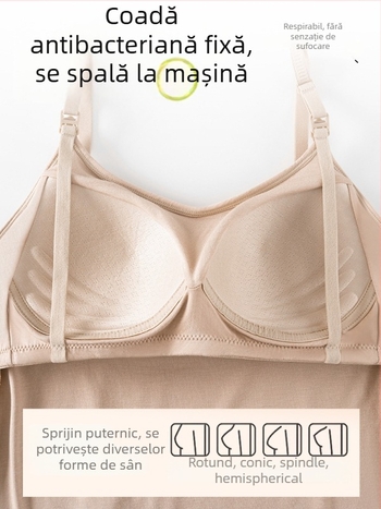 Top de alăptare cu nasturi frontali, fără sutien, croială slim, jacquard din viscoză și elastan, lungime scurtă 40-50 cm