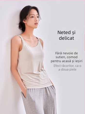 Camisolă de alăptare cu nasturi în față, croială lejeră, fibre de celuloză regenerată 90–95%, Primăvara-Vara 2025