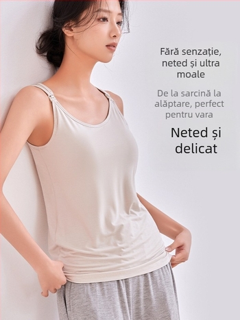 Camisolă de alăptare cu nasturi în față, croială lejeră, fibre de celuloză regenerată 90–95%, Primăvara-Vara 2025