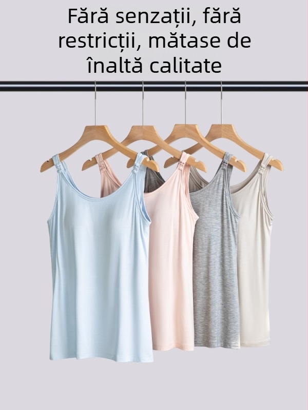 Camisolă de alăptare cu nasturi în față, croială lejeră, fibre de celuloză regenerată 90–95%, Primăvara-Vara 2025