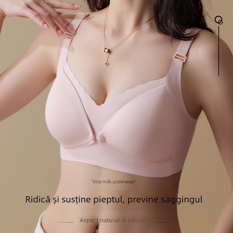 Sutien de alăptare pentru sarcină, cu închidere frontală; exterior din nylon, căptușeală din bumbac; cupe modelate subțiri; fără sârmă; bretele dublu fixe