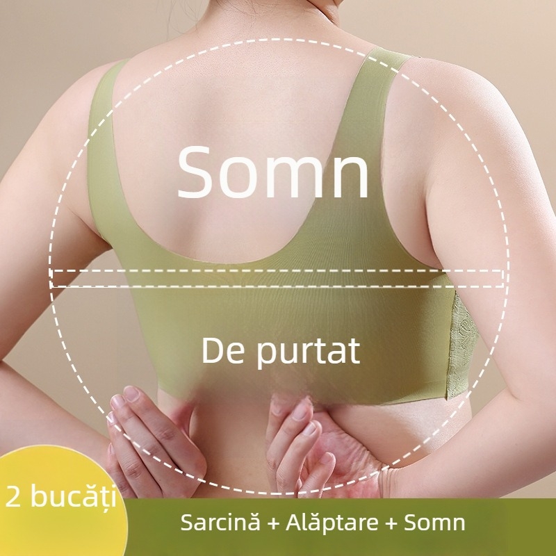 Sutien de alăptare din dantelă, fără cusături, cu închidere frontală, cupe subțiri, material nylon