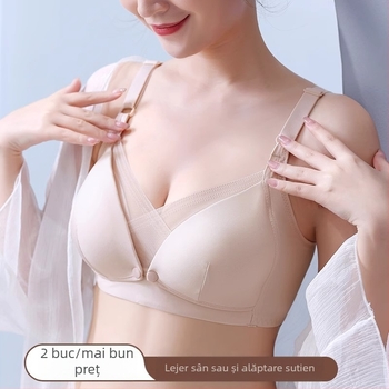 Sutien de alăptare din nylon, 70-80% nylon în materialul principal, cupe formate subțire, fără sârmă, bretele dublu reglabile, pentru alăptare